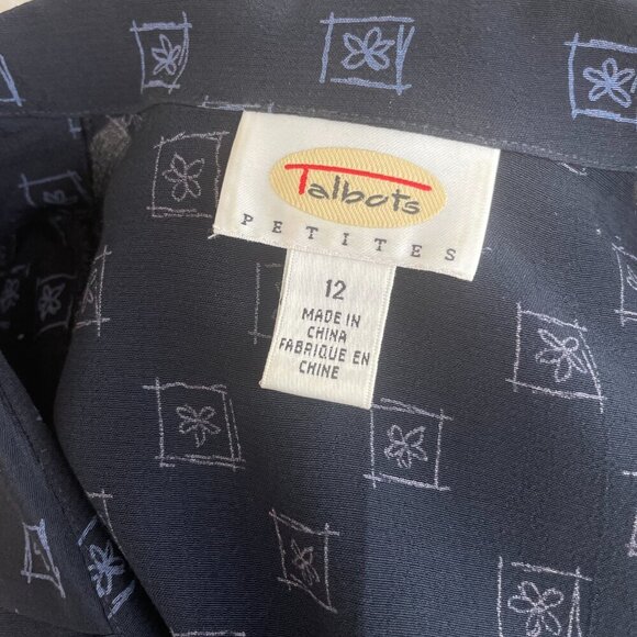 Talbots Navy Blue Collared Short Sleeve Button-down Midi Dress, Size 12P - Picture 6 of 8